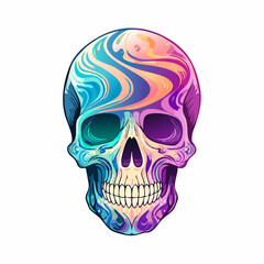 Obraz premium Ornate skull with psychedelic swirls and vivid color palette