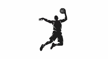 Obraz premium Silhouette of a basketball player performing a slam dunk