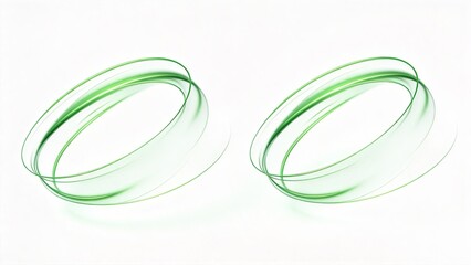 Fototapeta premium Abstract green glass rings on white background modern 3D render of transparent loops minimalist design element for technology business or creative projects,detail,detail,detail