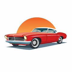 Fototapeta premium Vibrant retro American muscle car vector illustration, showcasing classic automotive design and powerful vintage styling perfect for car enthusiasts and graphic projects