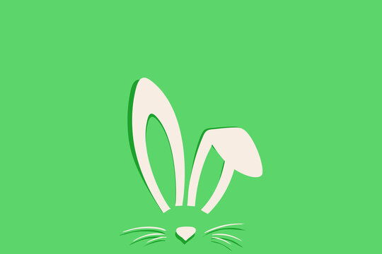 Minimal Easter Bunny Ears Icon Flat Design Illustration