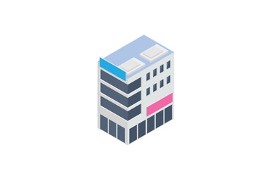 Fototapeta premium Isometric Grey Office Block Building