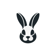 Obraz premium A graphic black and white image of a bunny head.