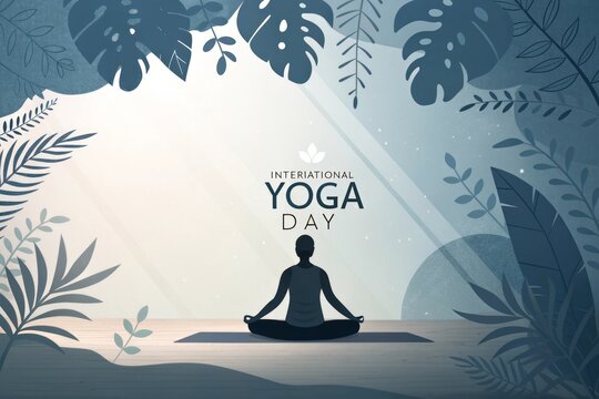 Serenity and Calmness Illustration for International Yoga Day Celebration in Tranquil Nature