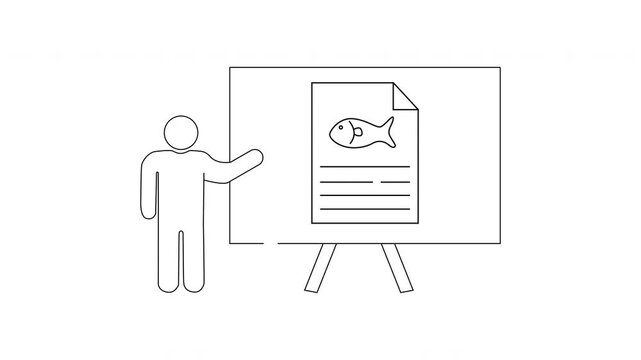 Fish Presentation - Educational Outline in Simple Line Art.