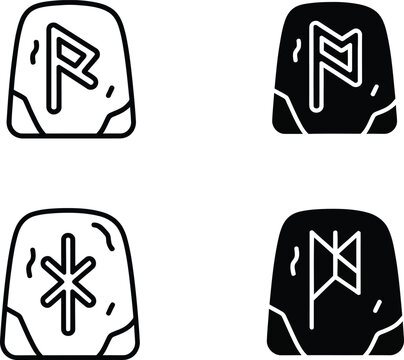 Four rune stones with varied designs