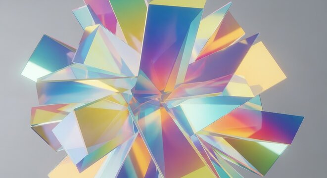 Holographic crystal formation with iridescent colors