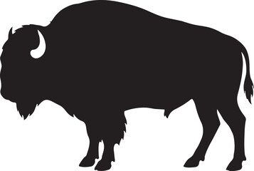 Black silhouette vector illustration of a wild American bison and bull isolated on white for animal nature icons © NasirHossain