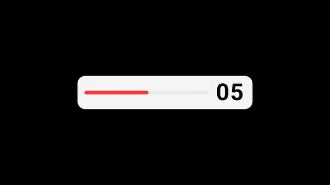 5 Second Timer Progress Bar, Minimal Countdown Timer UI, Digital Timer Interface
