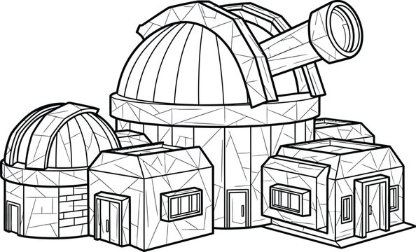 Stylized observatory buildings vector illustration