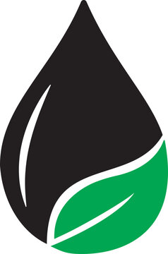 Eco-friendly water conservation icons with green leaf and droplet. Vector graphic featuring organic water care, recycling loops, and environmental protection and sustainable branding.
