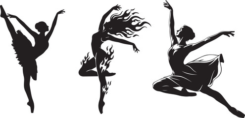 Elegant ballerina in dynamic dance pose silhouette © Sebika