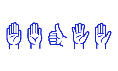 Obraz premium Clean monoline hand gesture icons for support and success concept vector.