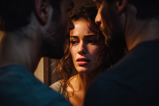 The moment of being caught cheating with a dramatic scene when the couple finds out about the affair.