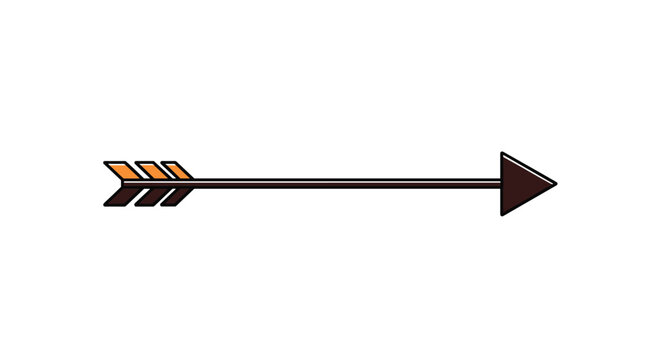 Simple dark arrow with orange and brown fletching is presented as a clean and highly functional graphic element or navigation icon.