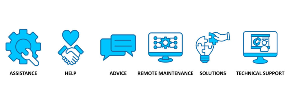 IT Expert banner web icon vector illustration concept with icon of assistance, help, advice, remote maintenance, solutions and technical support