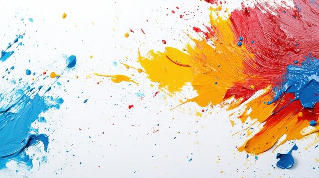 Vibrant Abstract Paint Splashes and Brushstrokes White