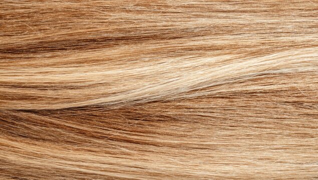 Close-up Texture of Natural Light Brown Hair Strands.
