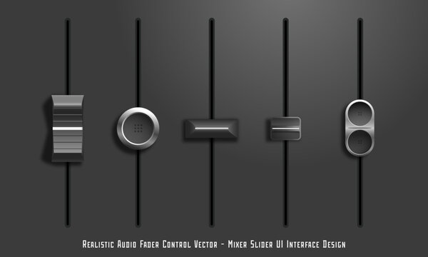 Realistic Audio Fader Control Vector &ndash; Mixer Slider UI Interface Design