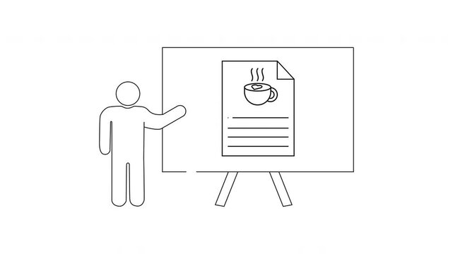 Presentation on Coffee - A Simple Line Art Illustration.