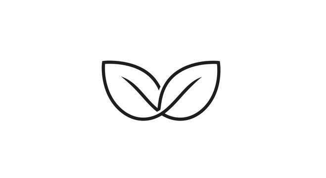 Simple Line Drawing of Two Leaves.