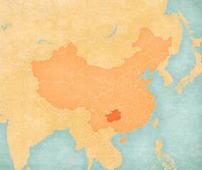 Obraz premium Map of China - Guizhou