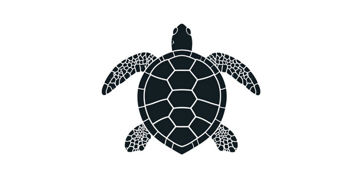 A minimalist black turtle silhouette on transparent background