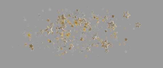 Festive gold stars and snowflakes floating against a grey backdrop perfect for holiday greetings an © vegefox.com