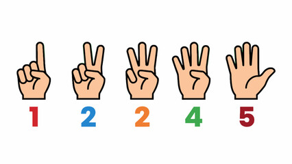Obraz premium Counting hands from 1 to 5 vector icons set