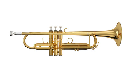 Obraz premium Golden trumpet, isolated on white or transparent background. PNG