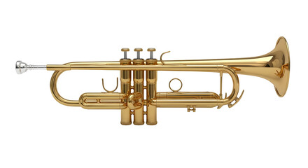 Obraz premium Golden trumpet, isolated on white or transparent background. PNG