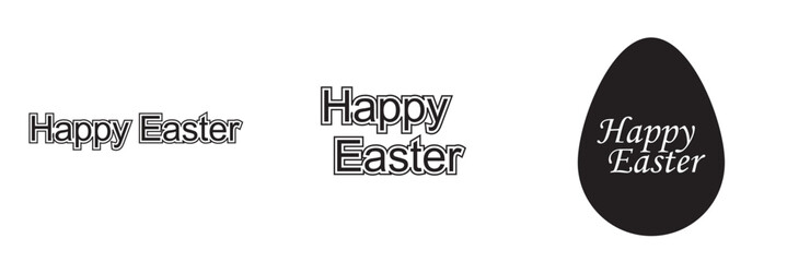 Obraz premium Happy easter letter calligraphy banner black color. isolated on white background ,Vector Illustration EPS 10