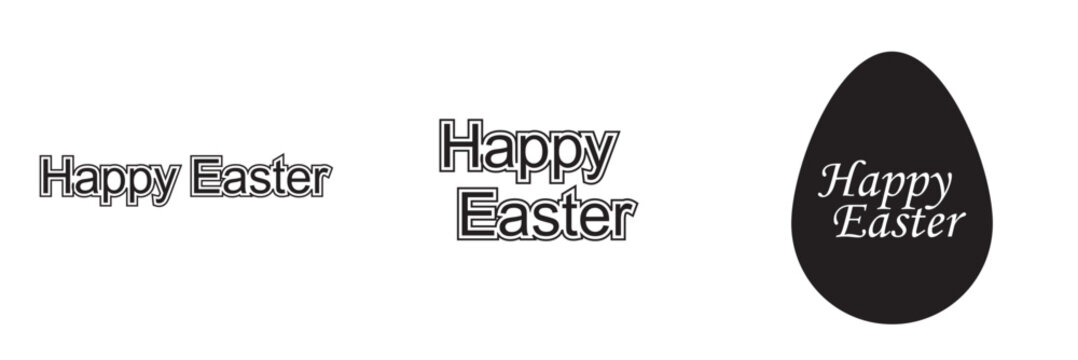 Happy easter letter calligraphy banner black color. isolated on white background ,Vector Illustration EPS 10