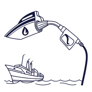 Vector illustration of a ship being refueled with a nozzle