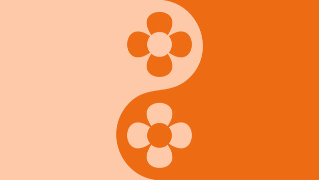 Abstract flower symbol featuring floral shapes in orange