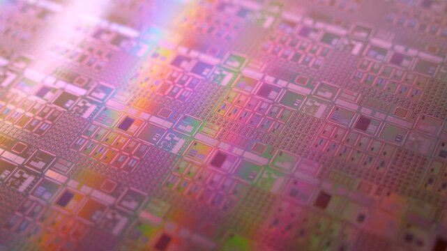 Silicon semiconductor wafer used in electronics, slice or substrate slice of crystalline silicon