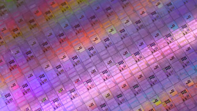 Silicon semiconductor wafer used in electronics, slice or substrate slice of crystalline silicon