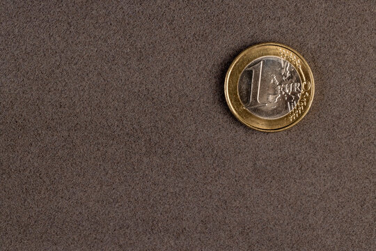 one coin of the European Union with a face value of one euro, close up