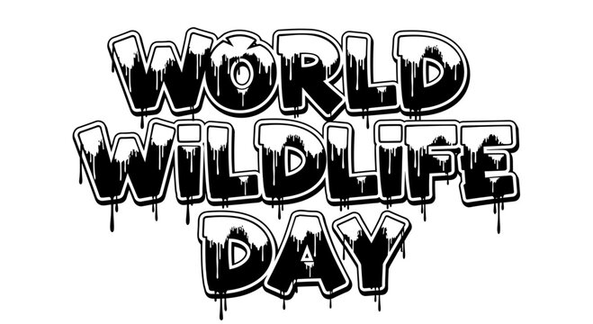 World Wildlife Day, conservation logo, eco awareness symbol, graffiti style text