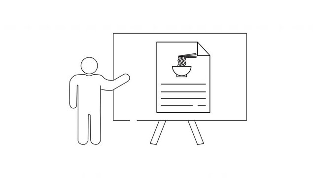 Stick Figure Presentation - Noodles on Display - Animated Illustration.