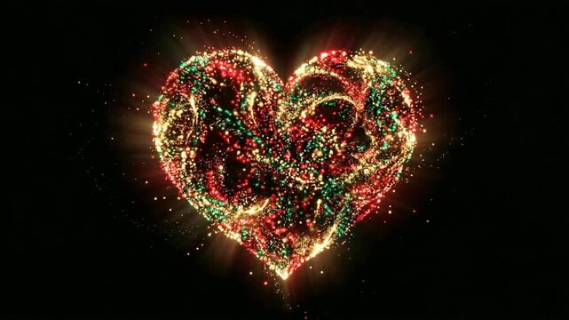 Juneteenth Heart Shape Particle Glow Loop Animation