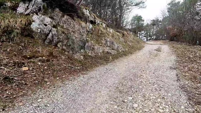 Timewarp walking POV while hiking on a mountain trail. The video was shot on Mount Soprasasso, known as Sorasass in dialect, above the city of Trento, in Trentino, Northern Italy