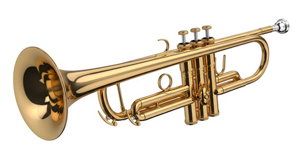Obraz premium Golden trumpet, isolated on white or transparent background. PNG