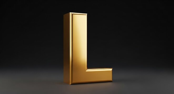 A golden letter L on a black background.