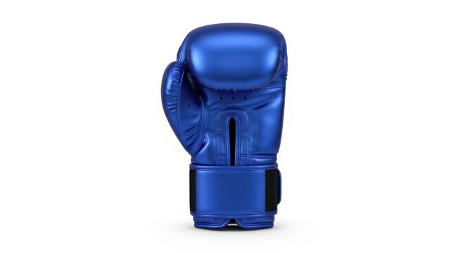 A single blue boxing glove isolated on white background