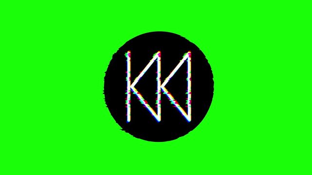 Retro VHS Rewind Icon with Static Noise, Vintage Analog Glitch Animation, 4K Transparent Background