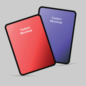 A colorful mockup of two tablets with blank screens for design and technology presentations