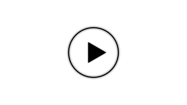 Computer screen video control animation. Play button icon animation with alpha channel for editing.a white background.Play button animation icon concept.