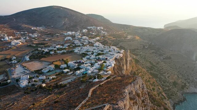Panagia Church at sunset, Folegandros Island, Cyclades, Greece