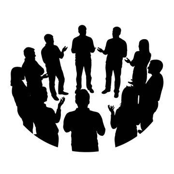 Group of people in discussion circle.